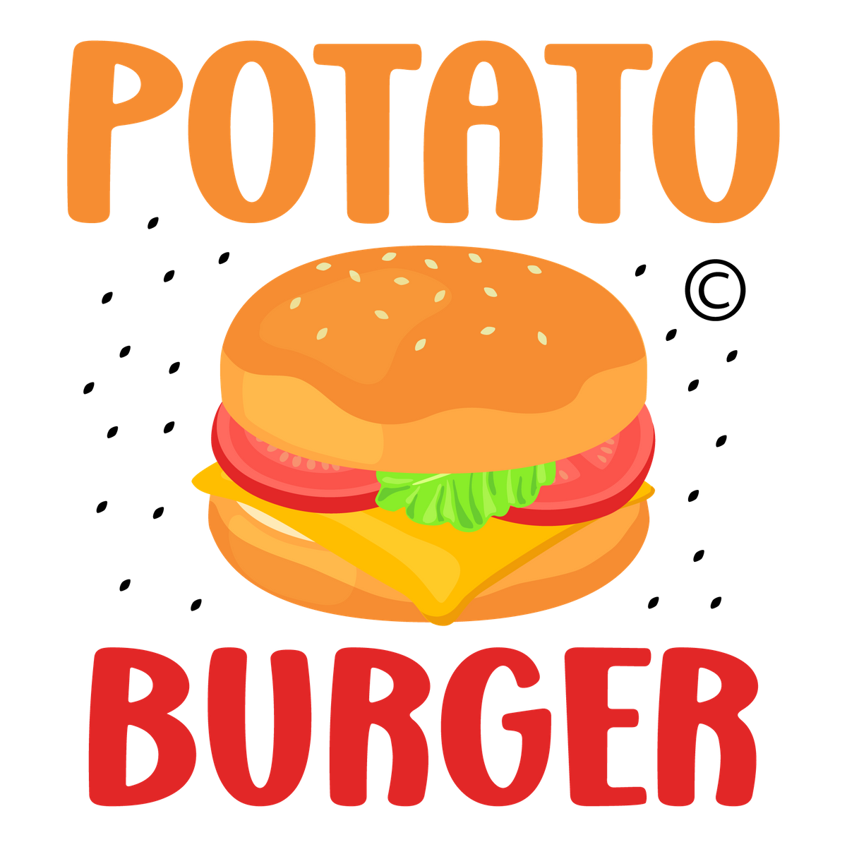 Hier könnte deine LebensmittelVerpackung sichtbar sein mit Kartoffel Burger ® slogan !